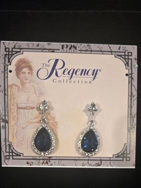 Regency Collection Navy Teardrop Crystal Earrings